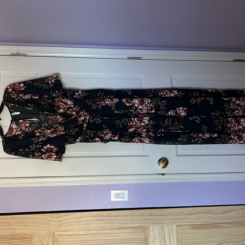 2x green floral pant jumpsuit